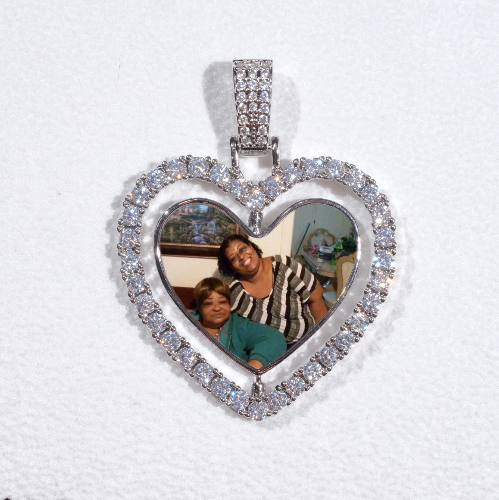 3D Spinning 2-Faced Heart Custom Picture Pendant