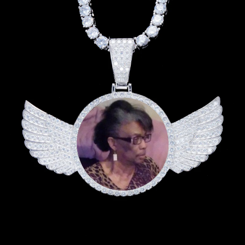 925S & VVS Moissanite 3D Wing Custom Picture Pendant
