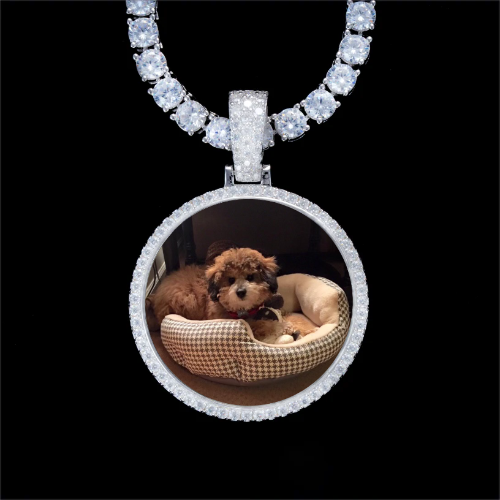 925S & VVS Moissanite 3D Circle Custom Picture Pendant