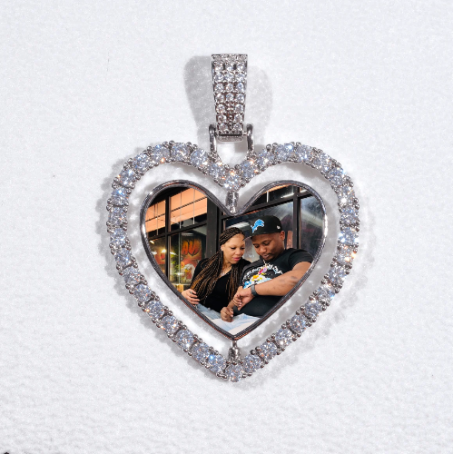 3D Spinning 2-Faced Heart Custom Picture Pendant