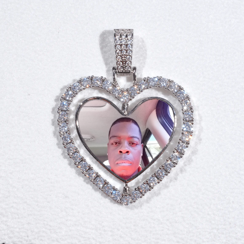 3D Spinning 2-Faced Heart Custom Picture Pendant