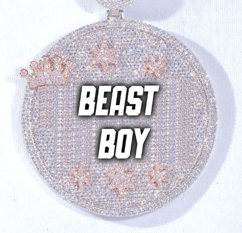 CUSTOM LETTER NECKLACE 3D BIG CROWN DISC