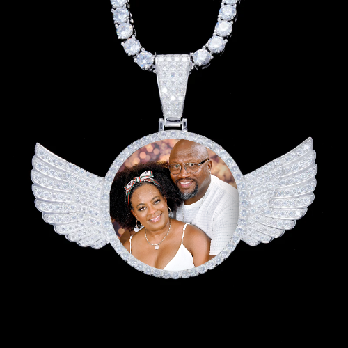925S & VVS Moissanite 3D Wing Custom Picture Pendant