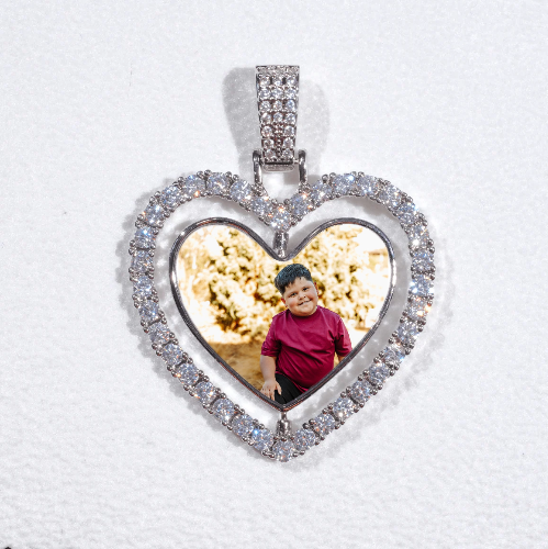 3D Spinning 2-Faced Heart Custom Picture Pendant
