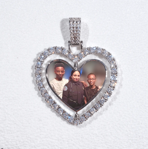 3D Spinning 2-Faced Heart Custom Picture Pendant