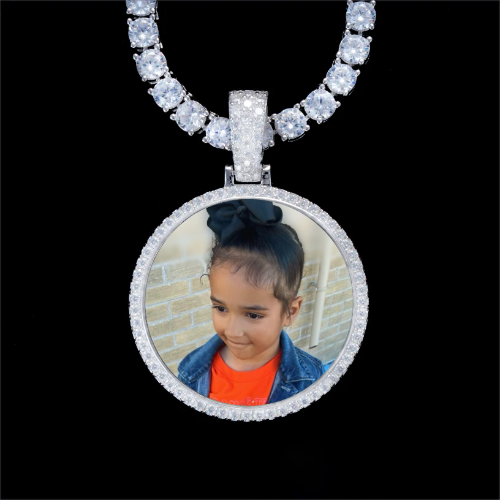 925S & VVS Moissanite 3D Circle Custom Picture Pendant