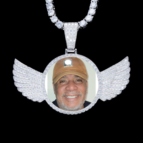 925S & VVS Moissanite 3D Wing Custom Picture Pendant