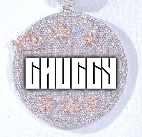 CUSTOM LETTER NECKLACE 3D BIG CROWN DISC