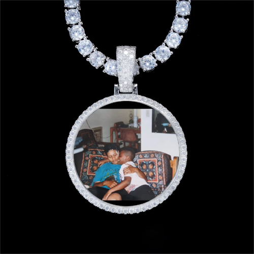 925S & VVS Moissanite 3D Circle Custom Picture Pendant