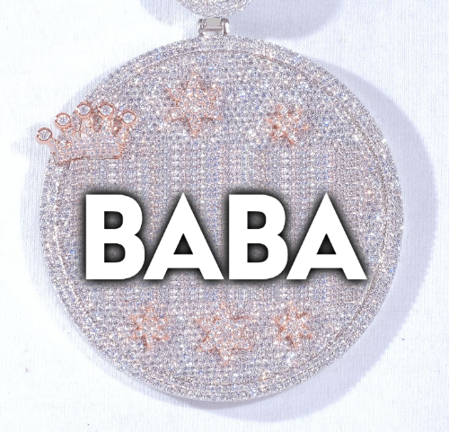 CUSTOM LETTER NECKLACE 3D BIG CROWN DISC