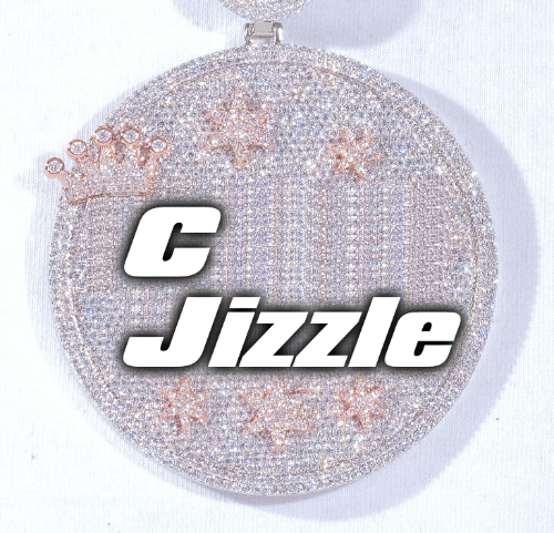 CUSTOM LETTER NECKLACE 3D BIG CROWN DISC