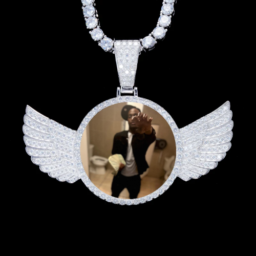 925S & VVS Moissanite 3D Wing Custom Picture Pendant