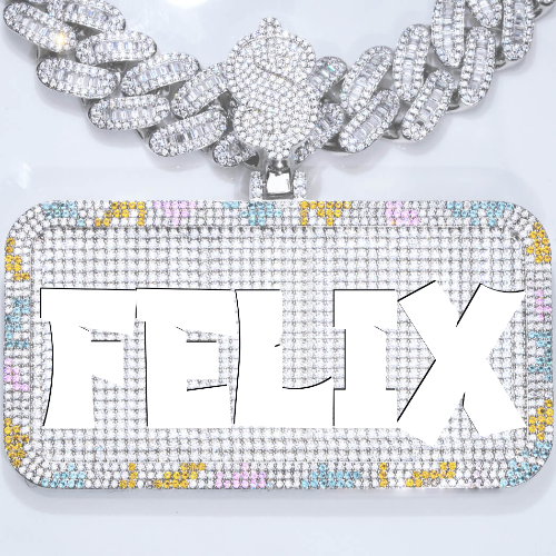 CUSTOM LETTER NECKLACE 3D COLORFUL SQUARE
