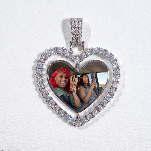 3D Spinning 2-Faced Heart Custom Picture Pendant