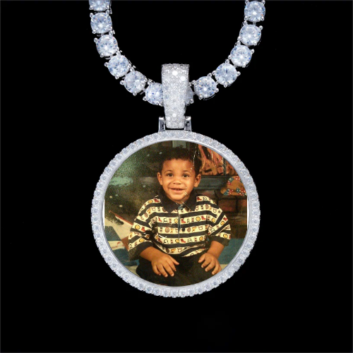 925S & VVS Moissanite 3D Circle Custom Picture Pendant