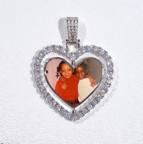 3D Spinning 2-Faced Heart Custom Picture Pendant