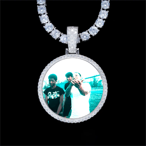 925S & VVS Moissanite 3D Circle Custom Picture Pendant
