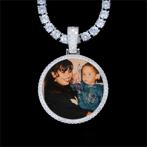 925S & VVS Moissanite 3D Circle Custom Picture Pendant
