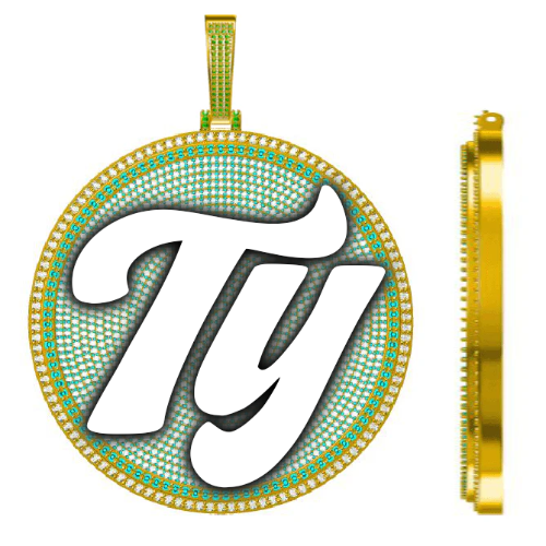 CUSTOM LETTER NECKLACE 3D BIG DISC
