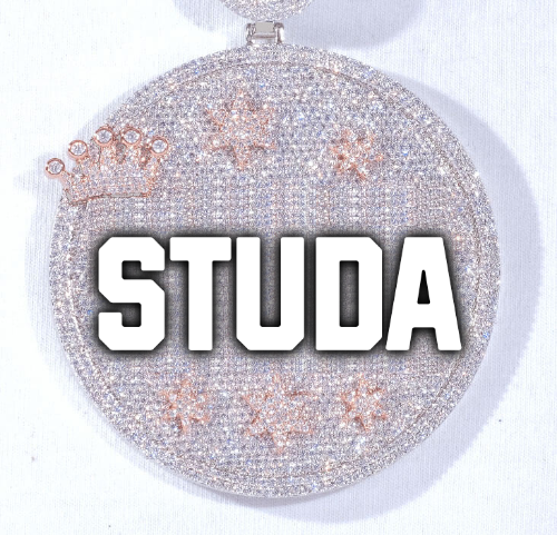 CUSTOM LETTER NECKLACE 3D BIG CROWN DISC