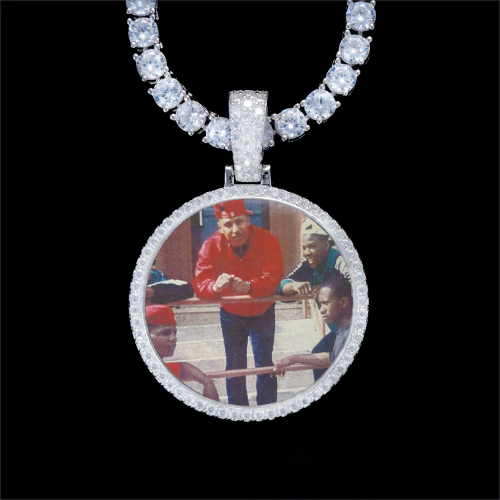 925S & VVS Moissanite 3D Circle Custom Picture Pendant