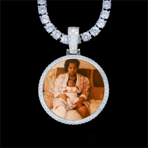 925S & VVS Moissanite 3D Circle Custom Picture Pendant