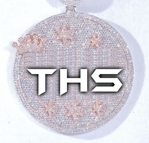 CUSTOM LETTER NECKLACE 3D BIG CROWN DISC
