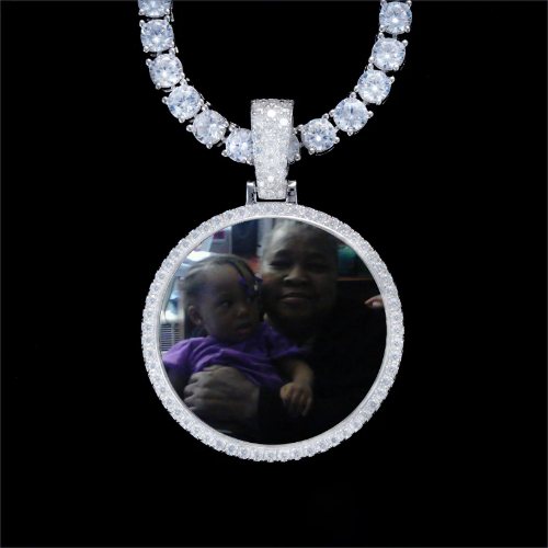 925S & VVS Moissanite 3D Circle Custom Picture Pendant