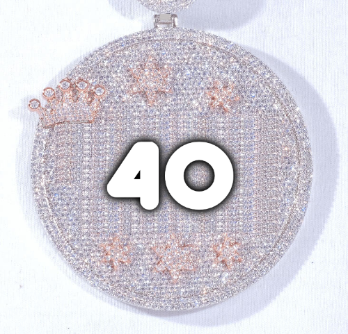 CUSTOM LETTER NECKLACE 3D BIG CROWN DISC