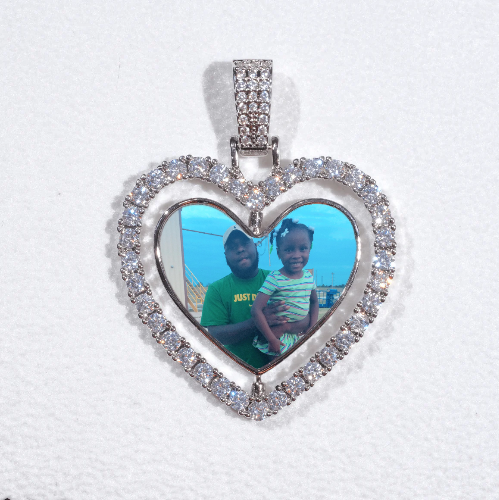 3D Spinning 2-Faced Heart Custom Picture Pendant