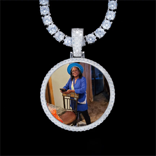 925S & VVS Moissanite 3D Circle Custom Picture Pendant