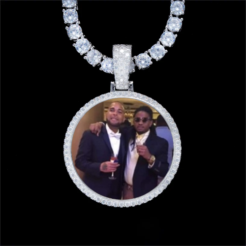 925S & VVS Moissanite 3D Circle Custom Picture Pendant