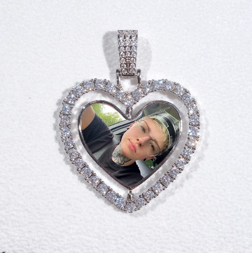 3D Spinning 2-Faced Heart Custom Picture Pendant