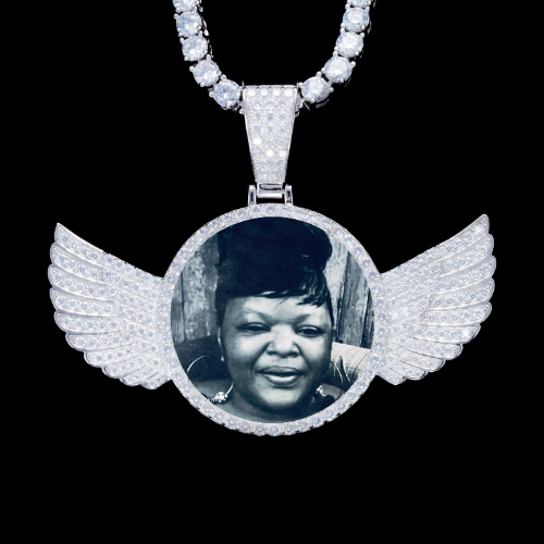 925S & VVS Moissanite 3D Wing Custom Picture Pendant