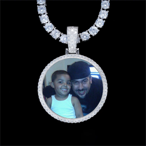 925S & VVS Moissanite 3D Circle Custom Picture Pendant