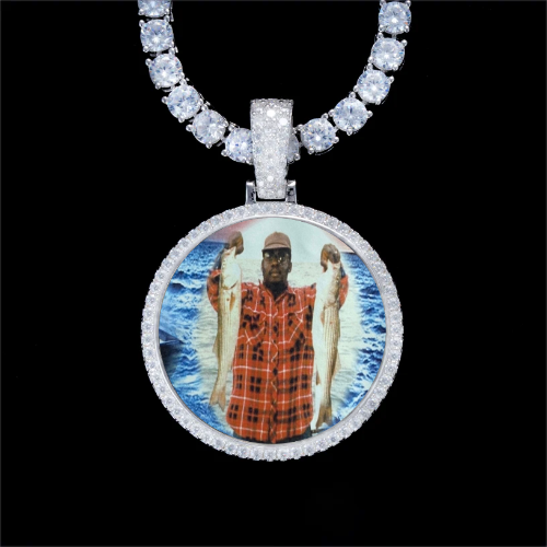 925S & VVS Moissanite 3D Circle Custom Picture Pendant