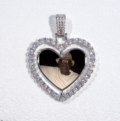 3D Spinning 2-Faced Heart Custom Picture Pendant