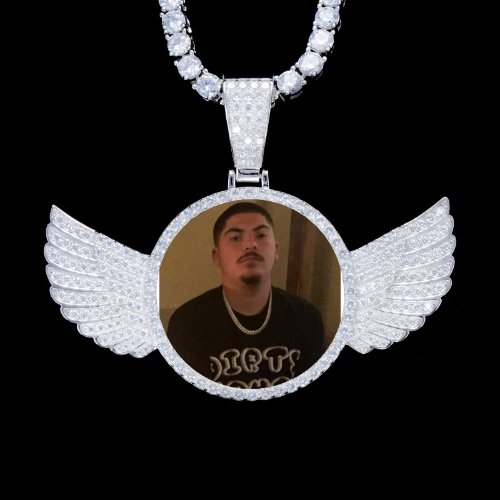 925S & VVS Moissanite 3D Wing Custom Picture Pendant