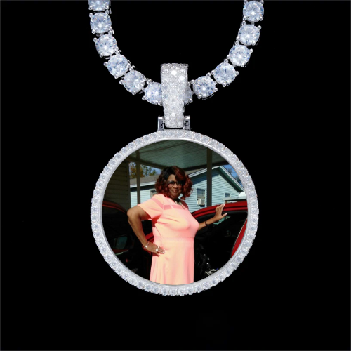 925S & VVS Moissanite 3D Circle Custom Picture Pendant