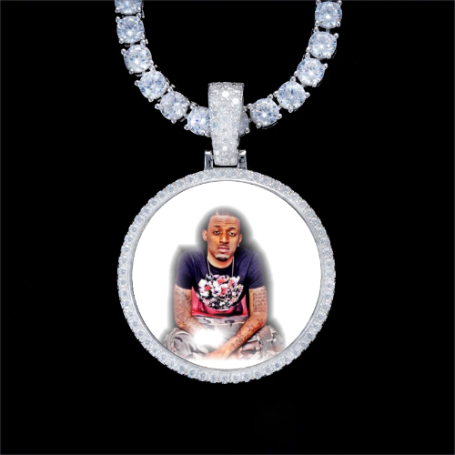 925S & VVS Moissanite 3D Circle Custom Picture Pendant