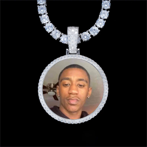 925S & VVS Moissanite 3D Circle Custom Picture Pendant