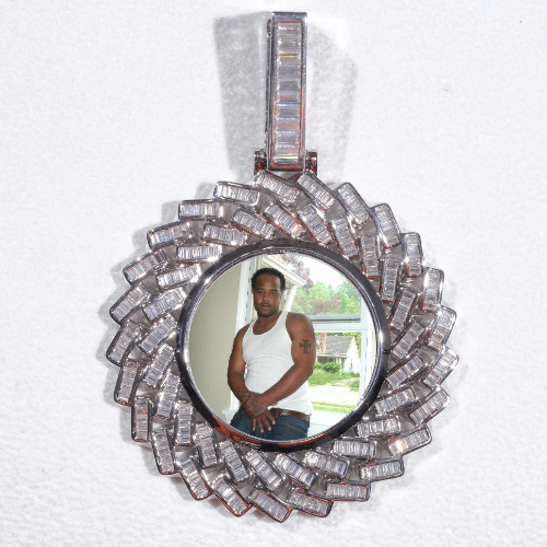 Large 3D Baguette Custom Picture Pendant