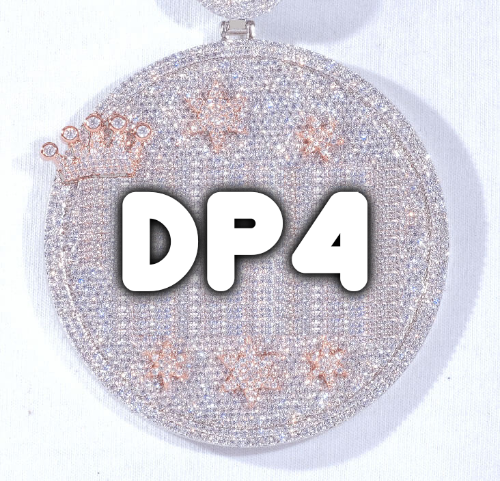CUSTOM LETTER NECKLACE 3D BIG CROWN DISC