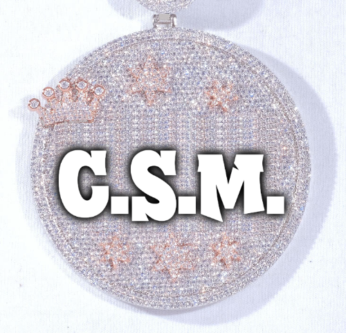 CUSTOM LETTER NECKLACE 3D BIG CROWN DISC
