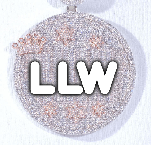 CUSTOM LETTER NECKLACE 3D BIG CROWN DISC