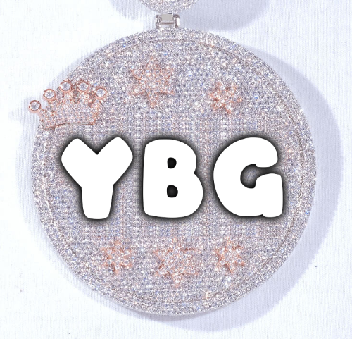 CUSTOM LETTER NECKLACE 3D BIG CROWN DISC