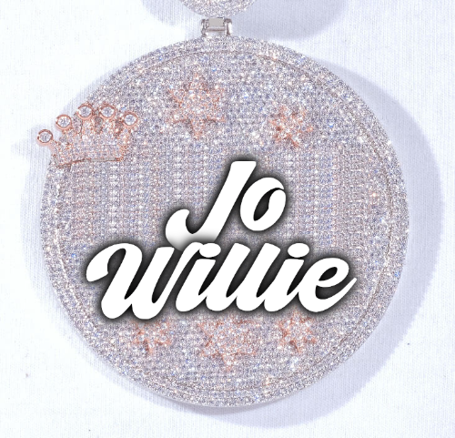 CUSTOM LETTER NECKLACE 3D BIG CROWN DISC