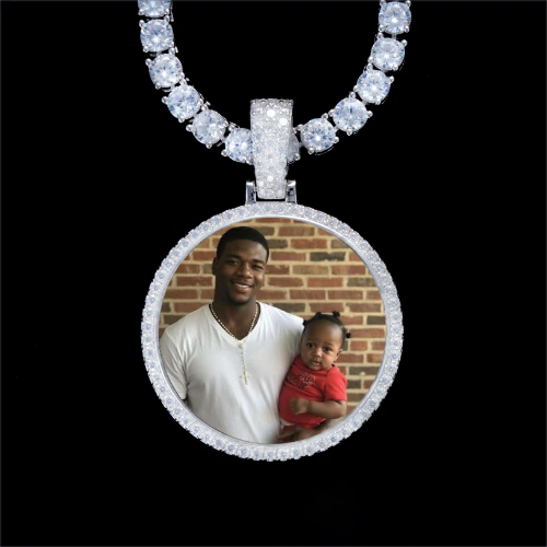 925S & VVS Moissanite 3D Circle Custom Picture Pendant