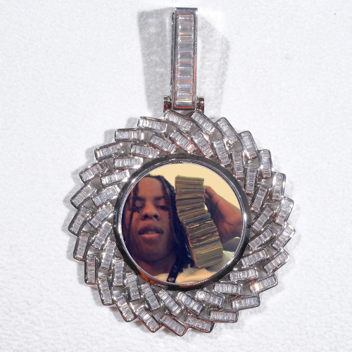 Large 3D Baguette Custom Picture Pendant