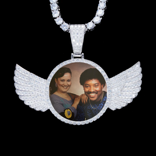 925S & VVS Moissanite 3D Wing Custom Picture Pendant